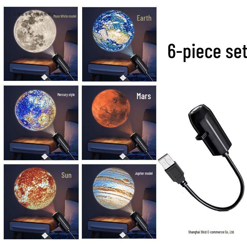USB-betriebene 360° drehbare Projektorlampe: Kompaktes Nachttischlicht für das Schlafzimmer