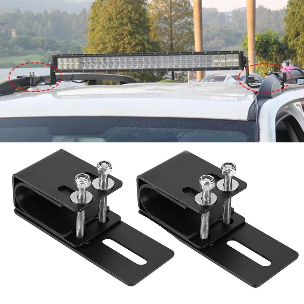 1Pair Car Led Light Bracket Driving Headlamp Holder Universal Bullbar Tube Bar Engine Hood Roof Rack Luggage Bar Lamp Clamp
