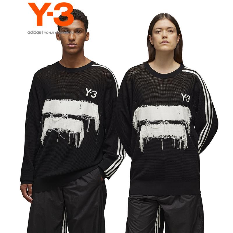 Y-3 Gfx Knit Crew Sweater Unisex Sweater Black JN4873