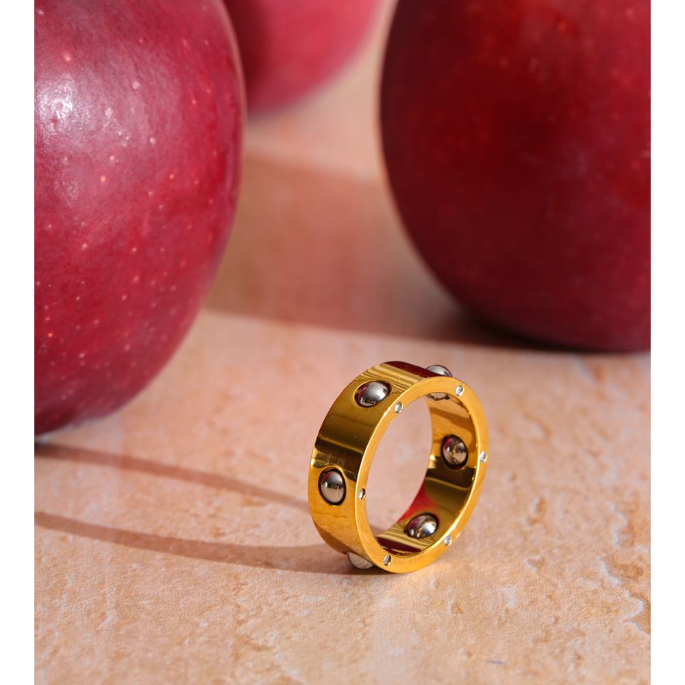 Eetit Fashion Stainless Steel Rollable Beads Golden Ring for Women 18K PVD Plated Texture Personalized Finger Jewelry New