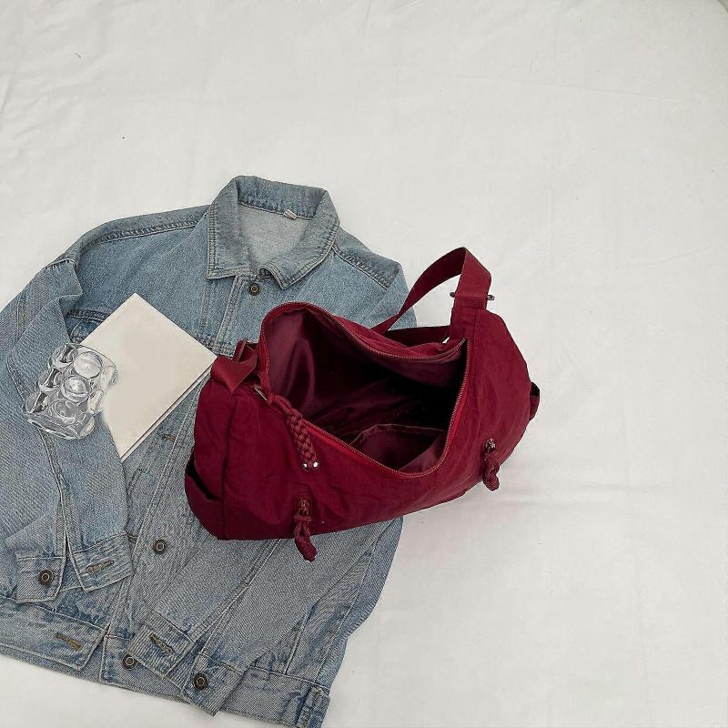 Delicate Shoulder Bag Casual Satchel Sling Purse Nylon Crossbody Bag for Travel and Outdoor Activity  Burgundy