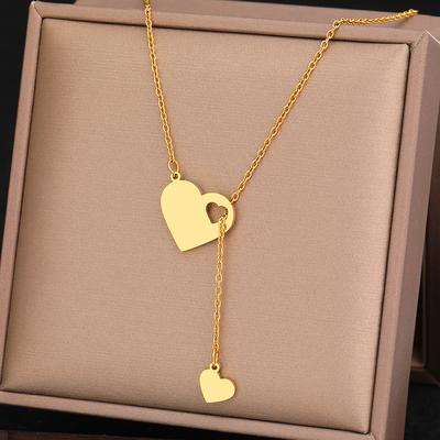 Stainless Steel Necklaces Sweet Heart Pendants Chains Charms Choker Fashion Necklace For Women Zircon Wedding Party Girls Gifts