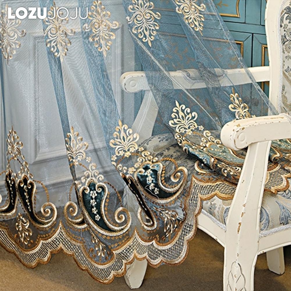 1PC LOZUJOJU 10-20% Blackout European High-end Embroidered Sheer Curtain for Living Room Bedroom Home Decor