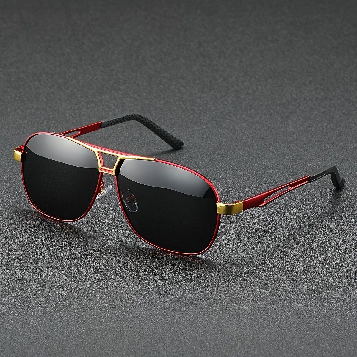 

1PC Retro Double Beam Metal Sunglasses, Fashionable And Classic Decoration, Suitable For Outdoor Travel, Beach Vacation красный черный