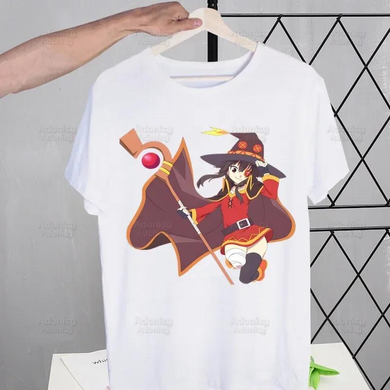 KonoSuba Megumin Kono Subarashii Kazuma Tshirts Men Shirt Harajaku Mens Clothing Summer Streetwear Casual Tee Short Sleeve Tops