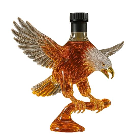 Eagle Liquor Decanter 300ml Creative Glass Whiskey Bottle 3D Carved Eagle Design Unique Gift for Whiskey Lovers And Pet Enthusiasts