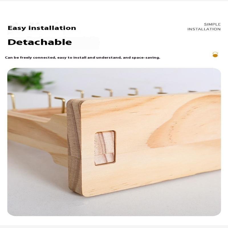 Wooden Jewelry Display Stand Necklace Bracelet Key Holder Hook Storage Rack Earring Pin Brooch Holder Stand Organizer