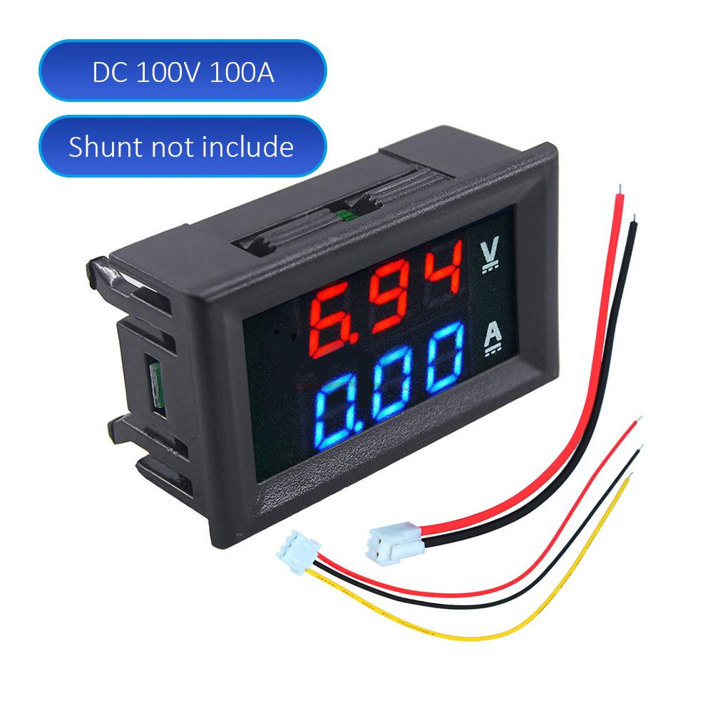 0.28" Mini Digital Voltmeter Ammeter DC 100V 10A 50A 100A Panel Amp Volt Voltage Current Meter Tester Dual LED Display 3 Bit