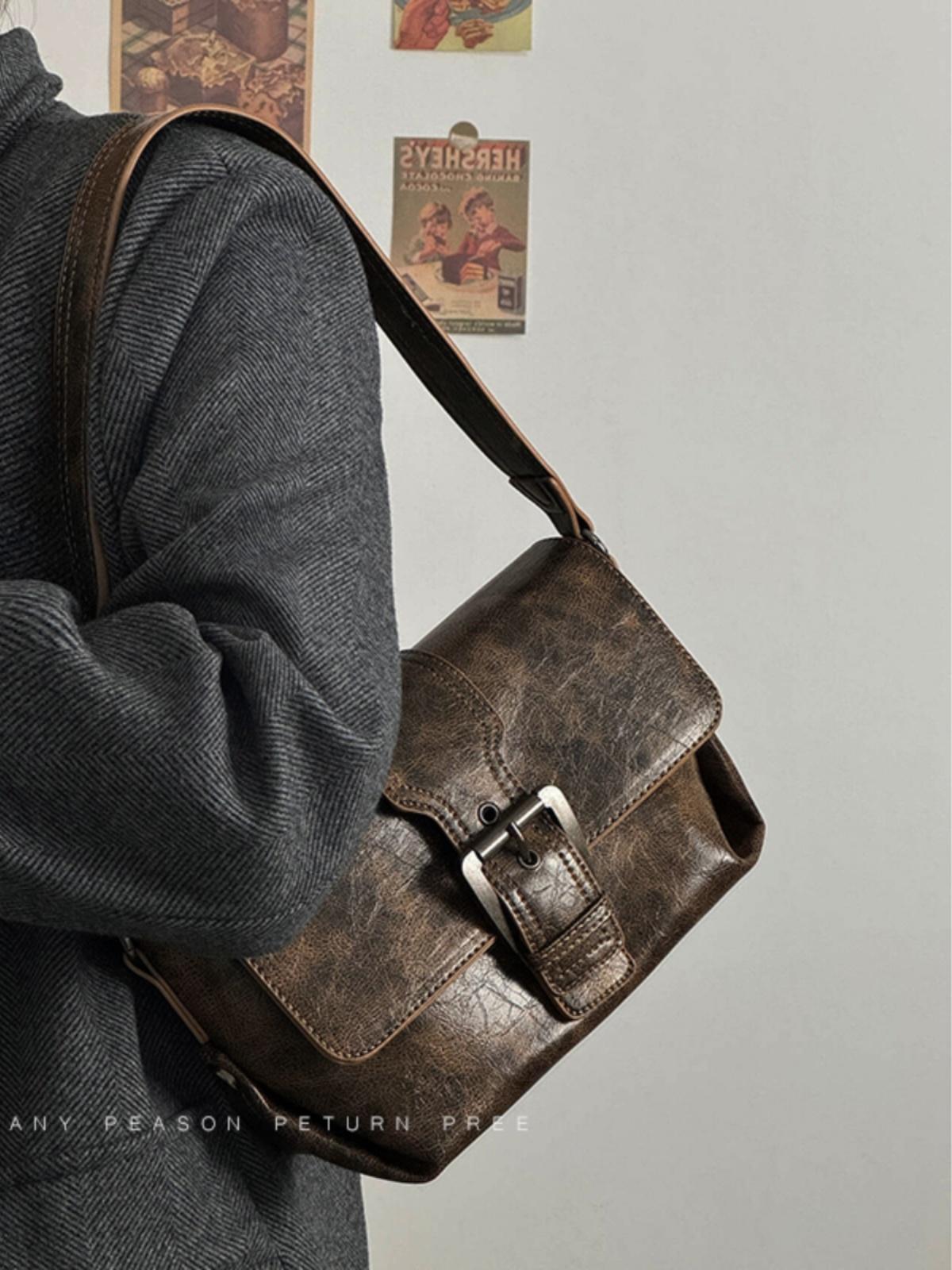 

JIAERDI Vintage brown Underarm Bag Women New Retro Handle Crocodile Pattern Casual Y2k Handbag Ladies Harajuku Solid Bolsa 2024 коричневый