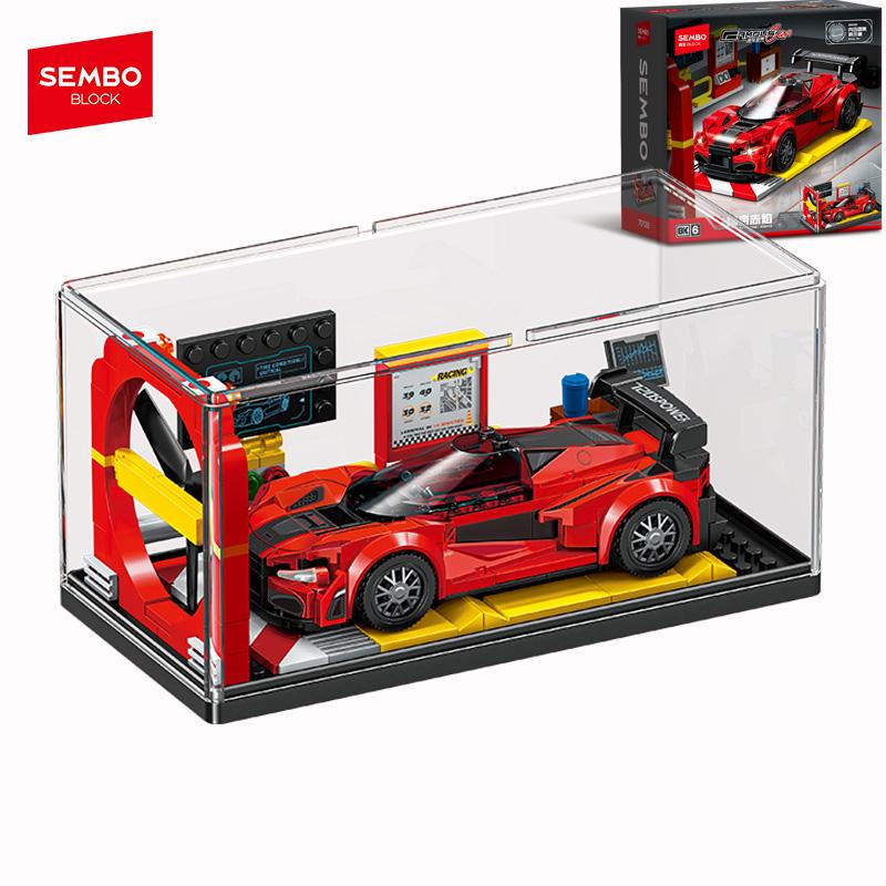 Non-Toxic Sembo Block Sports Car Assemblage Building Blocks Moc Racing Vehicle Models Construction Set Ideas Toys For Children Christmas Gifts