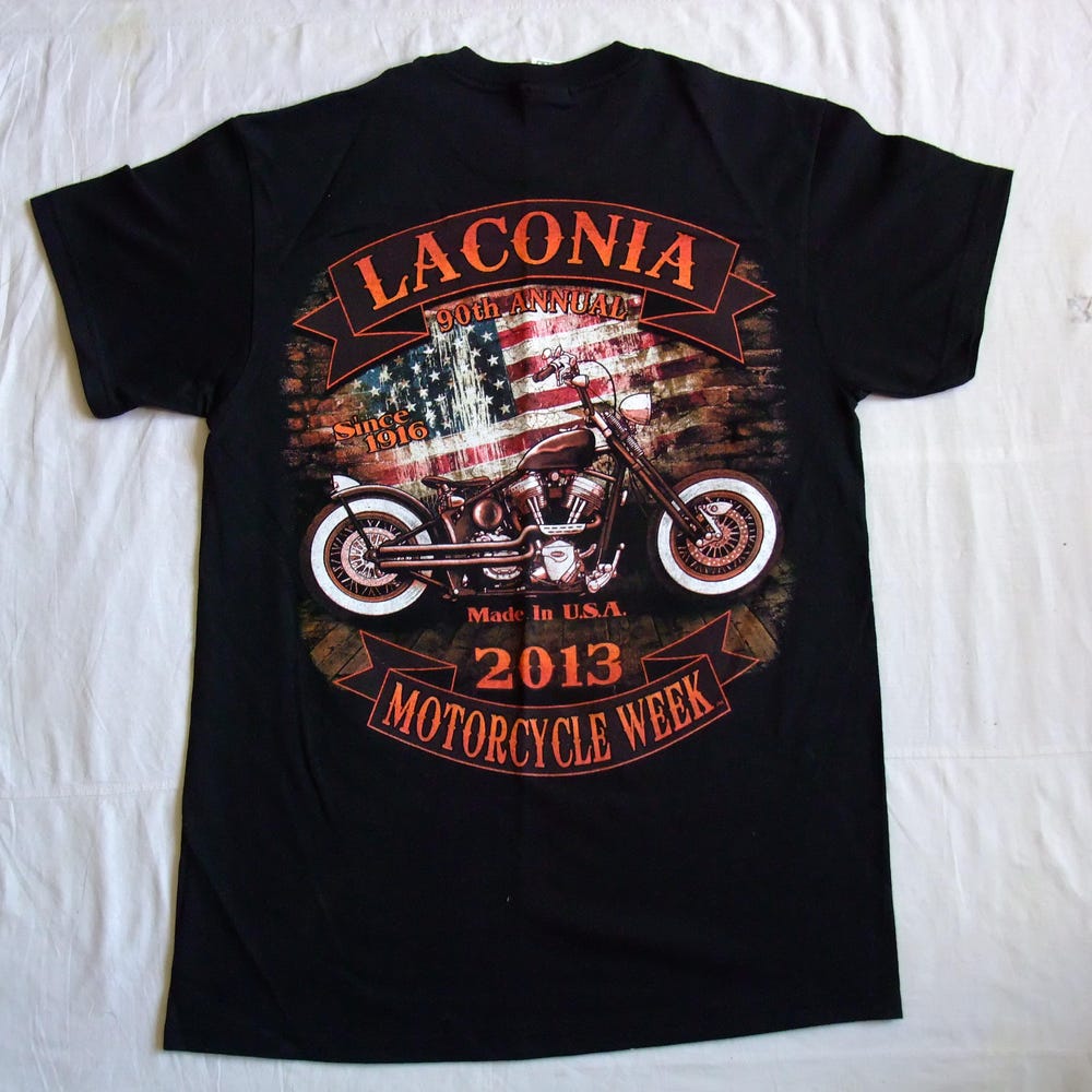 Laconia 2013 90th annual motorcycle week vintage shirt adult Medium black Delta XXL