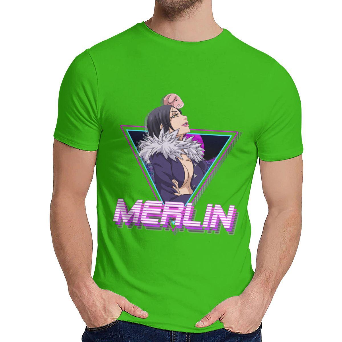 Vaporwave Seven Deadly Sins Merlin Aesthetic Hawk Wave T Shirt Arrival Male Pure Cotton 2XL