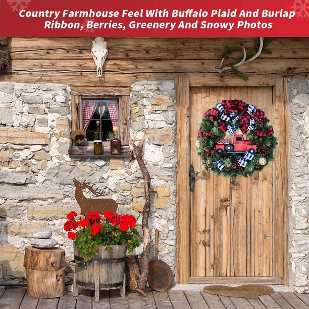 Christmas Wreath Ornaments Interesting Window Door DIY Scene Layout Simulation Pine Hanging Decoration Holiday Pendant Prop