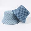 Style Versatile Hat Blue Chessboard Pattern Womens Warm Fisherman Hatscaps