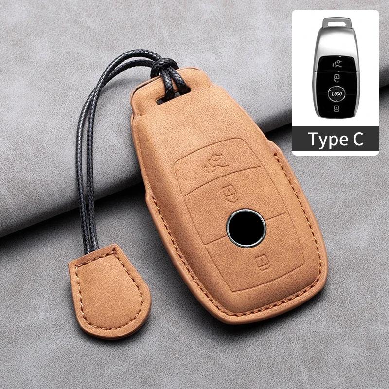 Car Key Cover for Mercedes Benz A C E S G Class GLC CLE CLA W177 W205 W213 W222 X167 AMG Leather Car Key Protective Cover