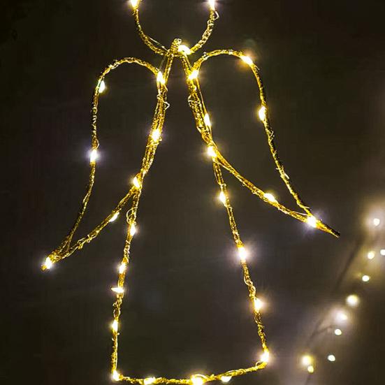 Lighted Wire Angel Christmas Tree Topper Pre-Lit Metal Wire Small Angel
