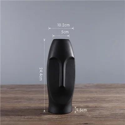 Nordic Minimalist Ceramic Abstract Vase Black and White Human Face Creative Display Room Decorative Figue Head Shape Vase