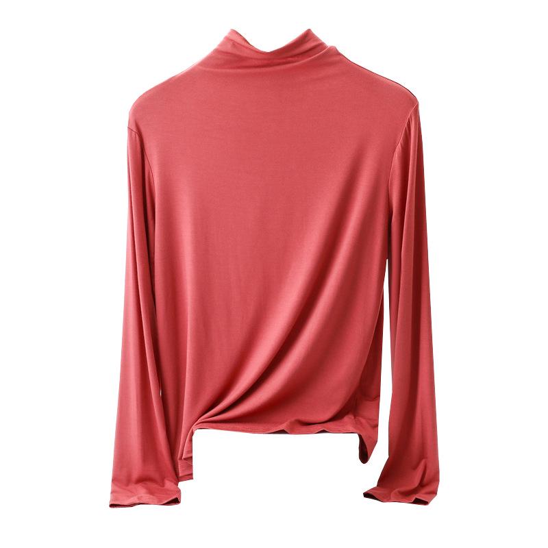 Women's Slim Fit Modal Long Sleeve High Neck Top - Fashionable, Versatile Base Layer for Spring/Autumn