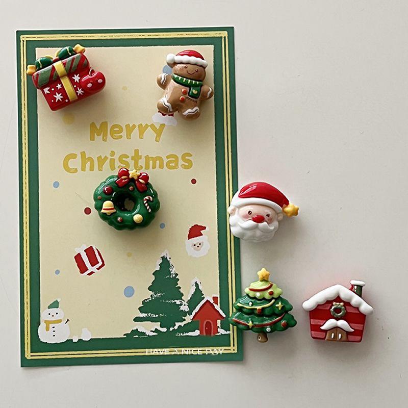 2026 New Christmas Decorations Cute Santa Claus Colorful Magnetic Pins Creative Gift Fridge Magnets Home Decorations