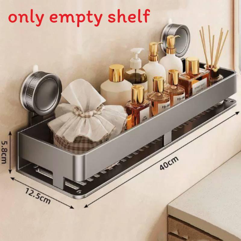 Modern Minimalist Suction Cup Bathroom Shelf With Hooks For Home Organization