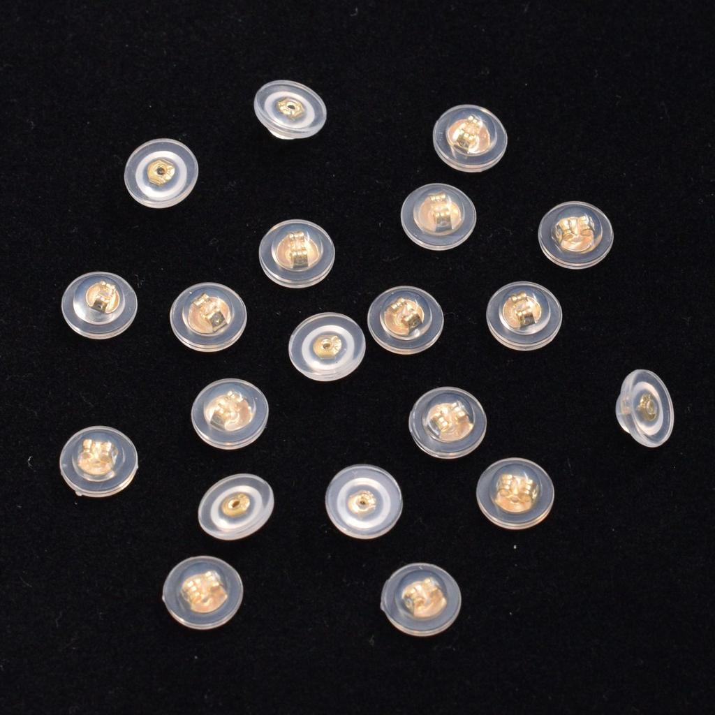 10pcs 18K Gold-wrapped Earth Silicone Ear Plug, Flying Saucer Earrings, Round Ear Force DIY Earrings Accessories, Stud Earrings, Ear Plug.