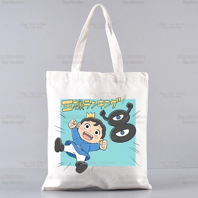 Bojji Shopper Bag Print Japanischer Anime Ousama Ranking Canvas Tragetasche Handtaschen Damen Ranking of Kings Tasche Harajuku Umhängetaschen