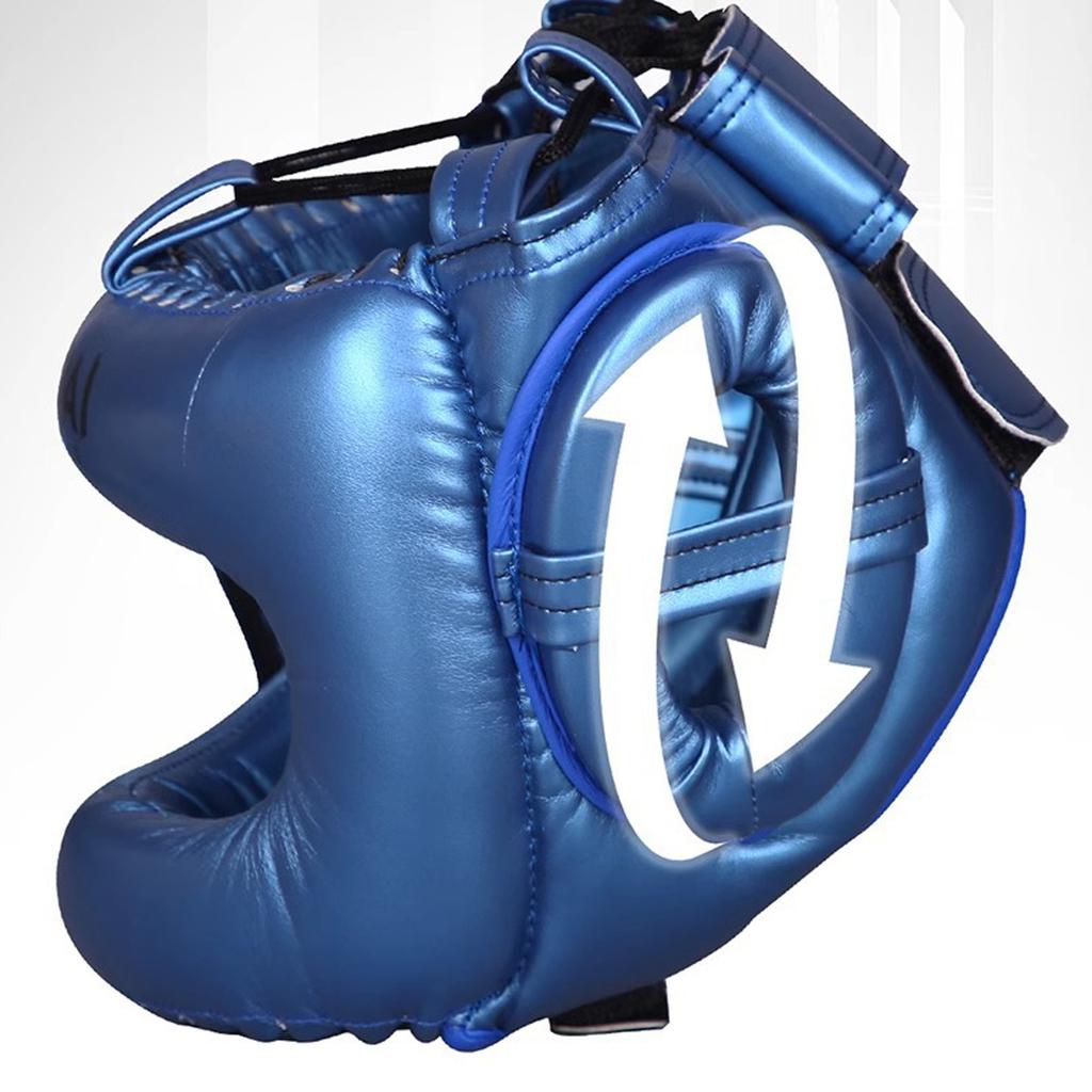 Full Face Kick Boxing Helmets PU Leather Training Sparring Headgear Helmets Martial Art Headgear Protector Enduring