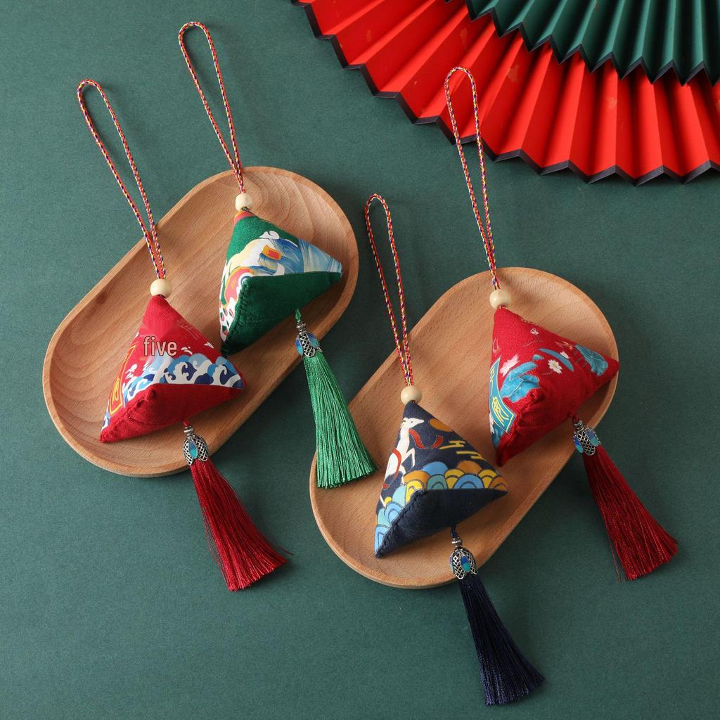 Handmade Zongzi Sachet with Tassel: Mugwort Mosquito Repellent Dragon Boat Festival Gift