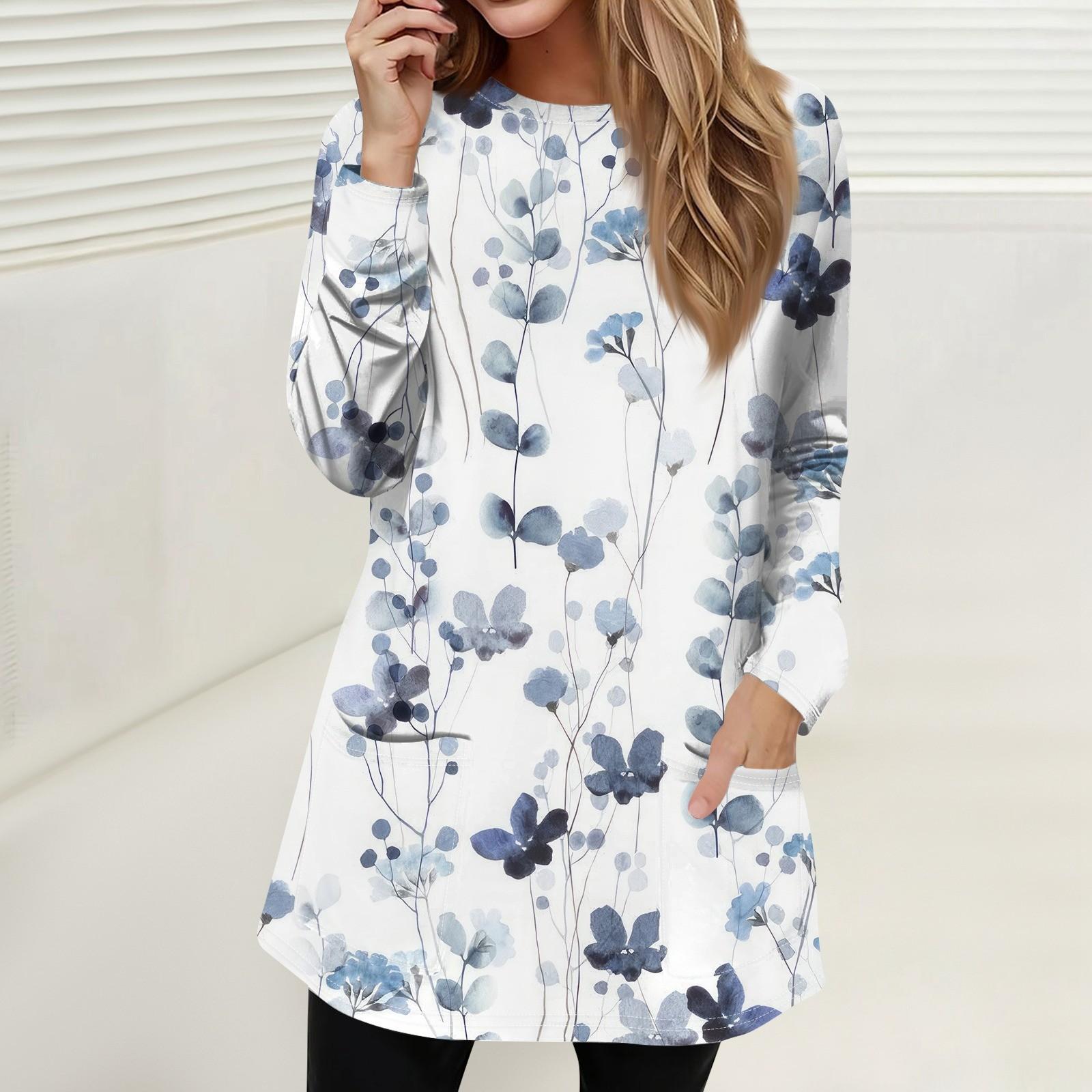 

Женская мода повседневный свитер футболка с круглым вырезом карман полосатый пэчворк принтованный топ с длинным рукавом S тёмно-синий