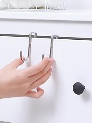 Stainless Steel Double S-Shape Hook for Cabinet Door Back - No Punching Required, Ideal for Kitchen and Bathroom Storage