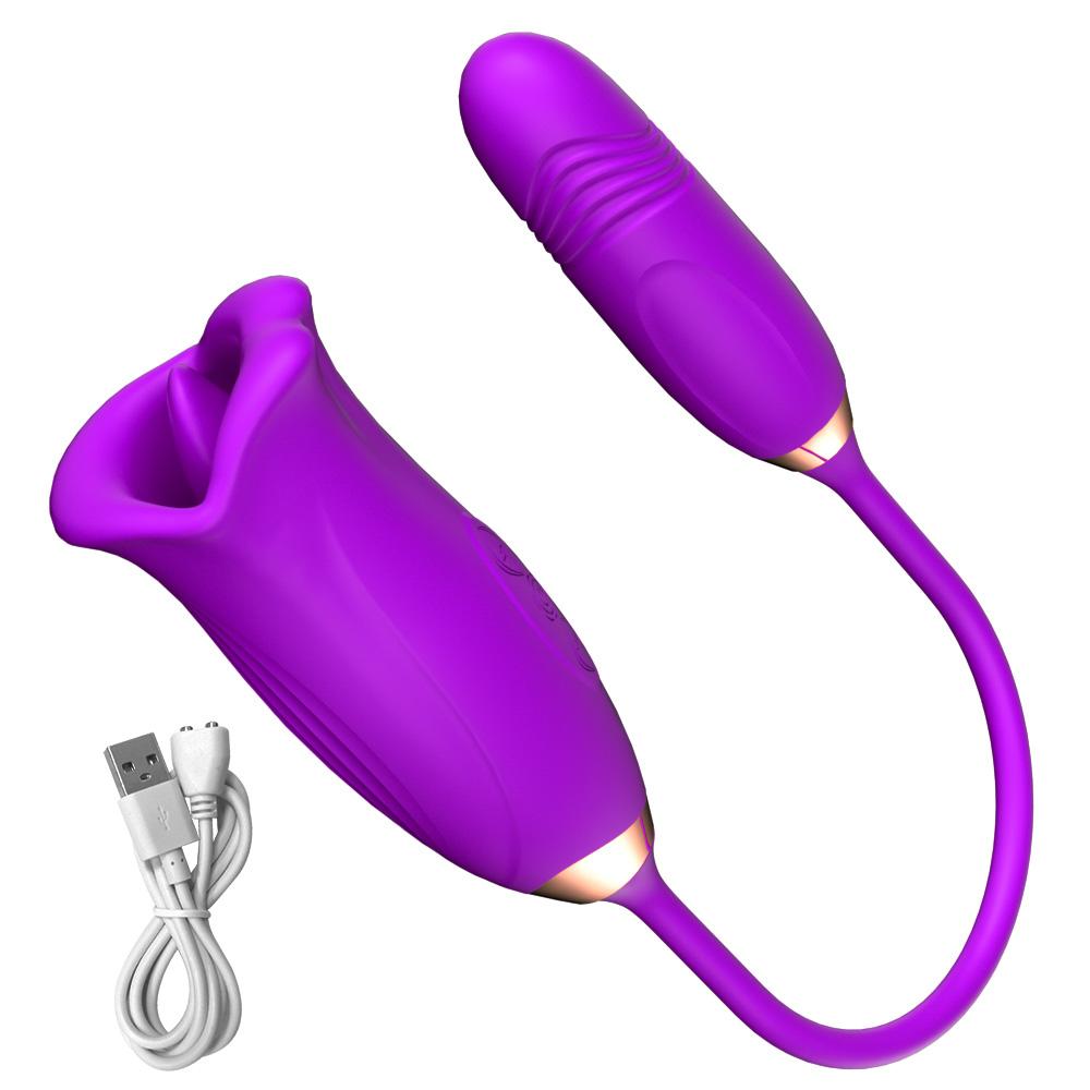Sucking Vibrator for Women Biting Oral Mouth Thrusting Telescopic Dildo Tongue G-spot Nipple Clit Stimulation Female Sex Toys