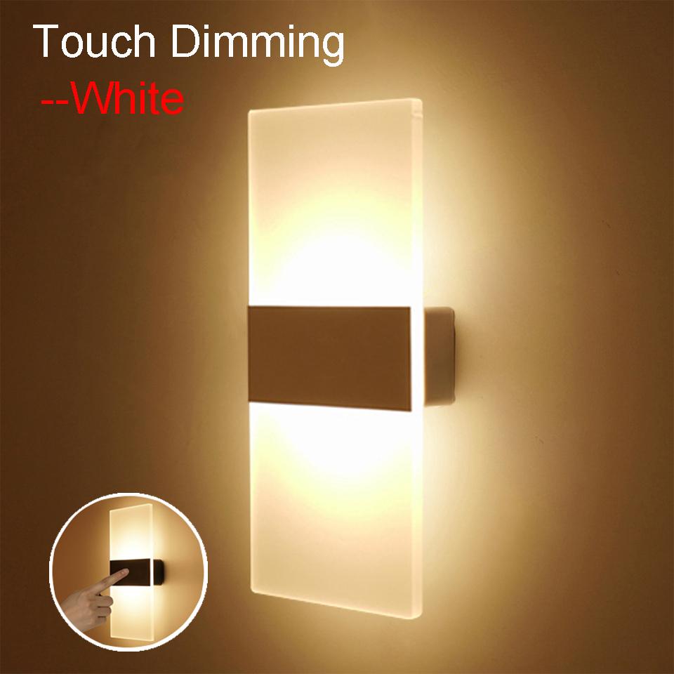 USB Recharge Wall Lamp Touch Motion Sensor Switch Indoor Acrylic Night Lights Bedroom Bedside Wall Sconce Nordic LED Wall Light
