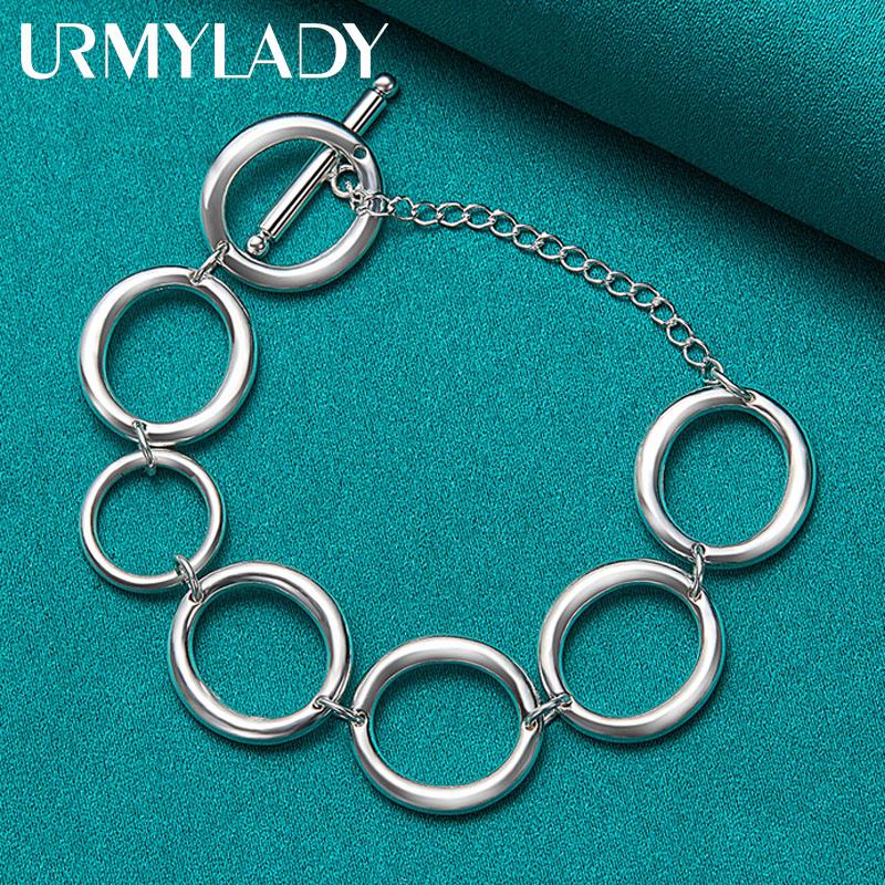 925 Sterling Silver Ring Chain Bracelet For Women Wedding Party Fashion Jewelry