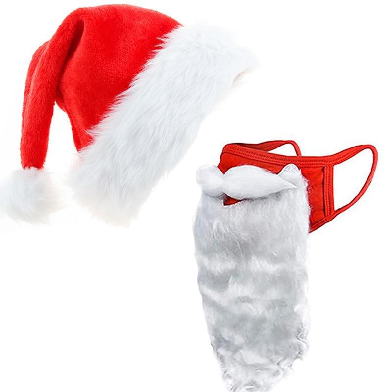 

Рождественская маска для бороды праздничная шутка белая маска для бороды красная хлопковая маска 2024 Рождественское украшение красный