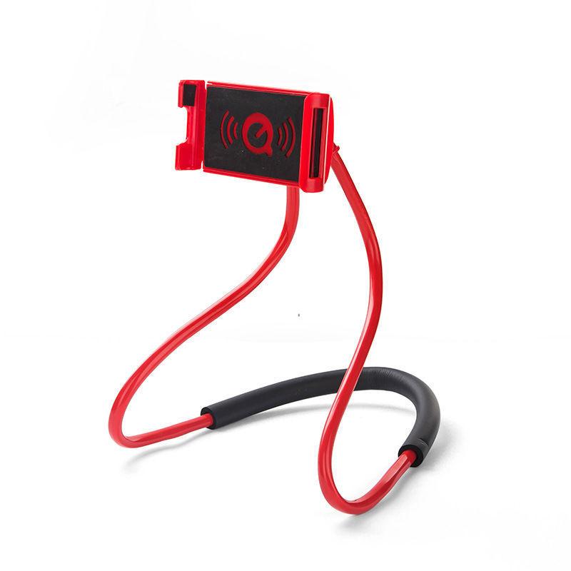 Universal Adjustable Long Arm Lazy Phone Mount Mobile Phone Hanging Neck 360 Degree Rotation Hands-Free Neck Mobile Phone Holder красный