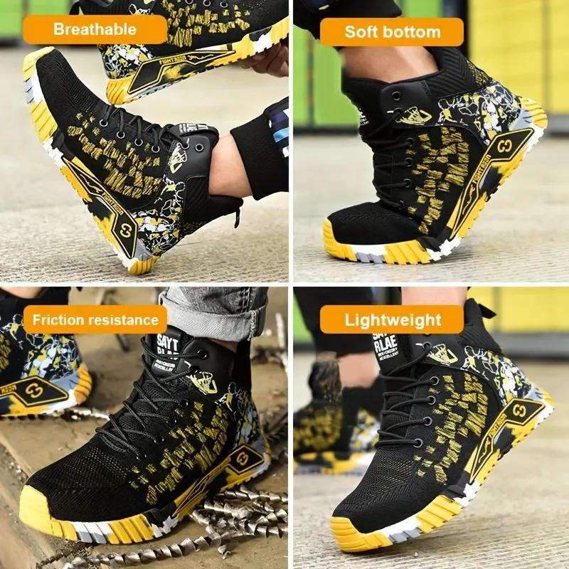 High Top Safety Shoes Men Anti Smashing Anti Puncture Work Shoes Men Work Safety Boots Men's Fashion Security Protective Boots
