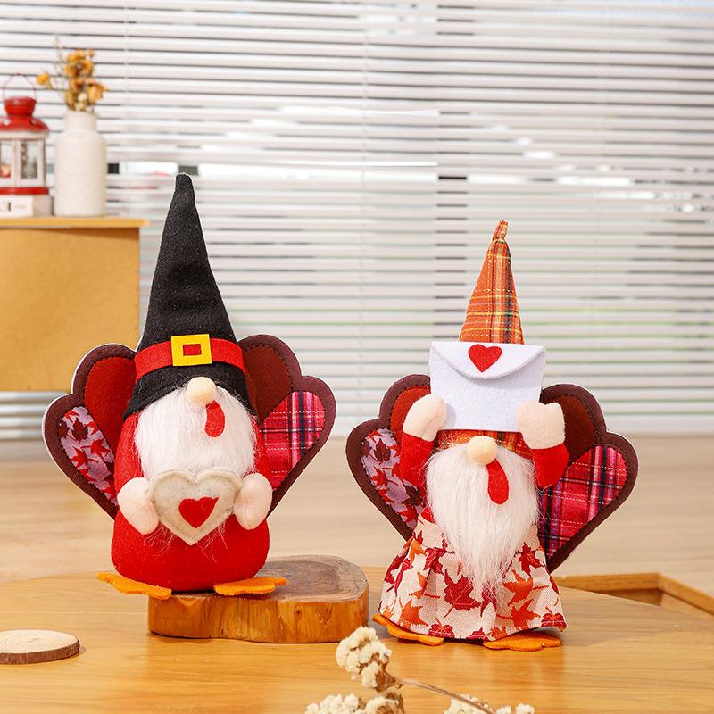 Thanksgiving Turkey Old Man Doll Decoration Cute Courtship Faceless Doll Autumn Color Home Holiday Decoration