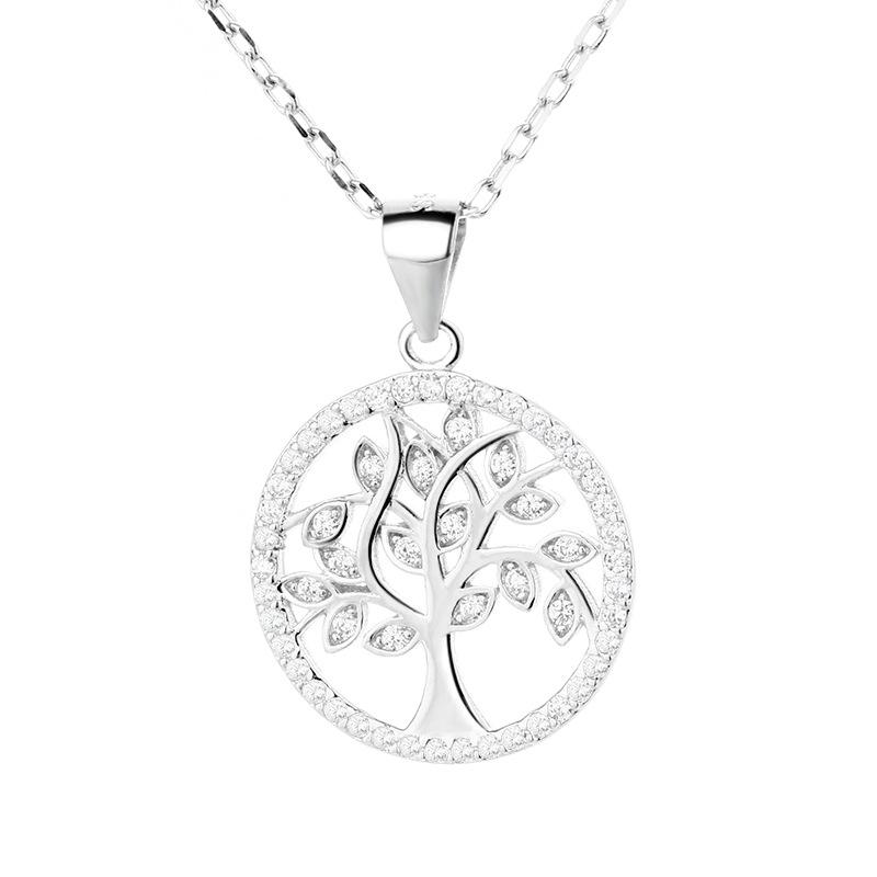 Light Luxury Accessories S925 Sterling Silver Pendant Single Pendant Women's Fashion Tree of Life Necklace Full of Diamonds New Silver Jewelry