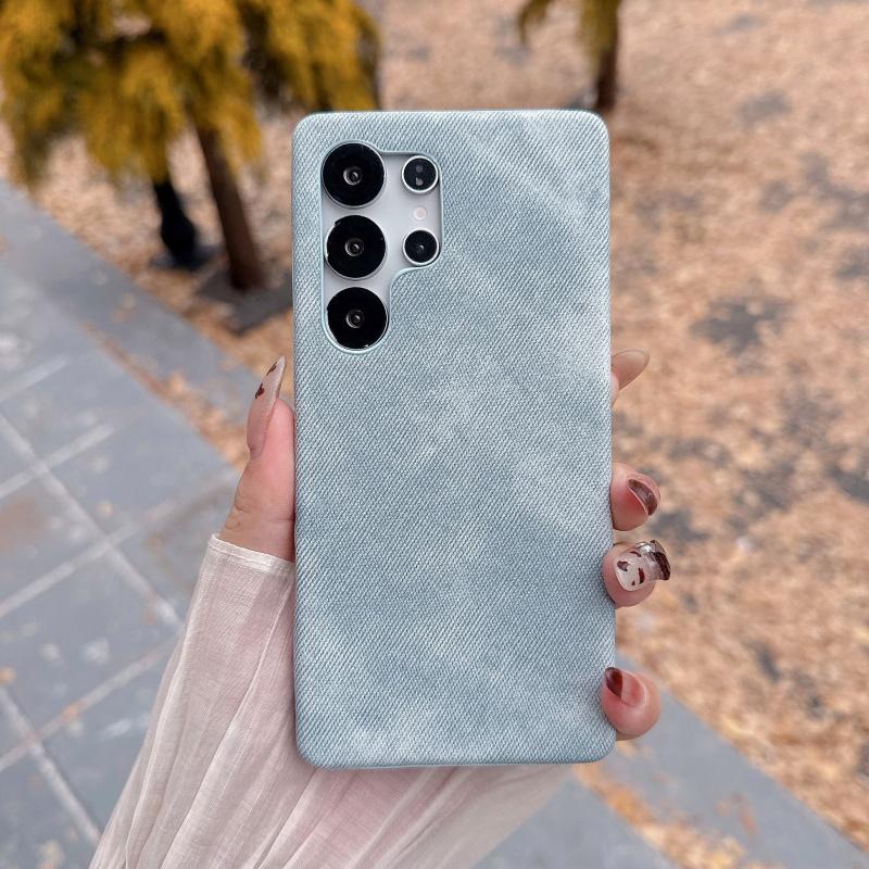 Cowboy Jeans Stoff Rüstung Rahmenloses Case Für Samsung S25 S24 S23 S22 Ultra Hülle Candy Denim Schutz Hülle Harte Handyhülle
