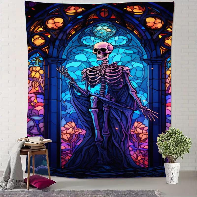 

Красочный оконный скелет Цифровая печать Полиэстер Настенный гобелен подходит для использования в гостиных спальнях офисах барах вечеринках 74x94cm(29x37in)