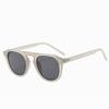 New Round Frame Jelly Color Single Beam Sunglasses For Men Women Korean Style Trendy Fashion Punk Rice Nail Flat Top Sun Glasses