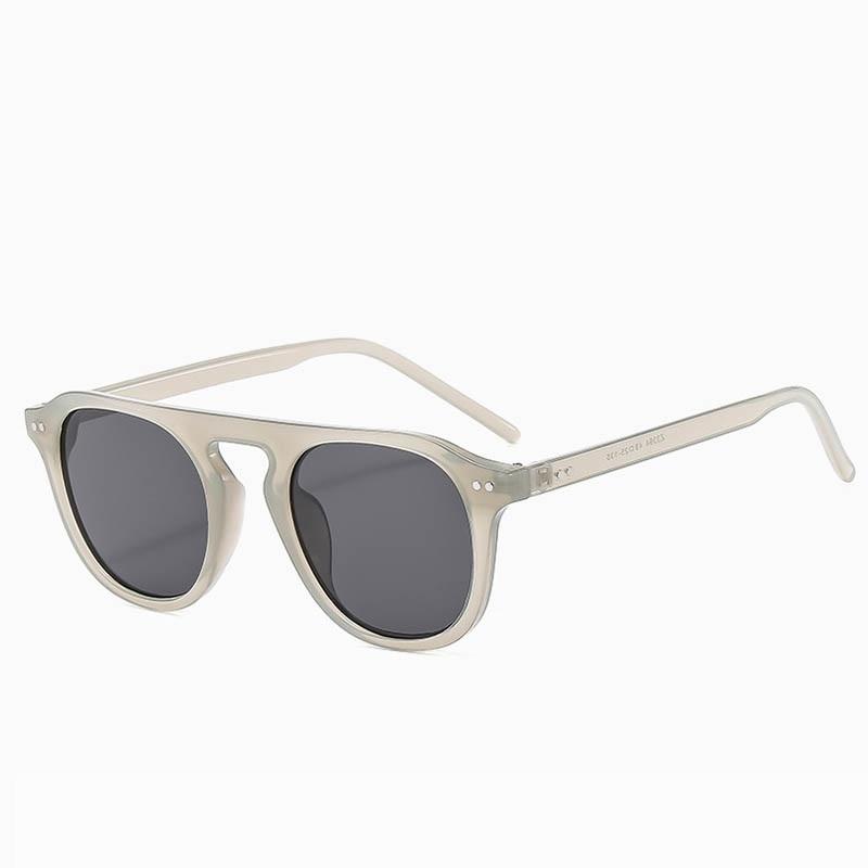 New Round Frame Jelly Color Single Beam Sunglasses For Men Women Korean Style Trendy Fashion Punk Rice Nail Flat Top Sun Glasses