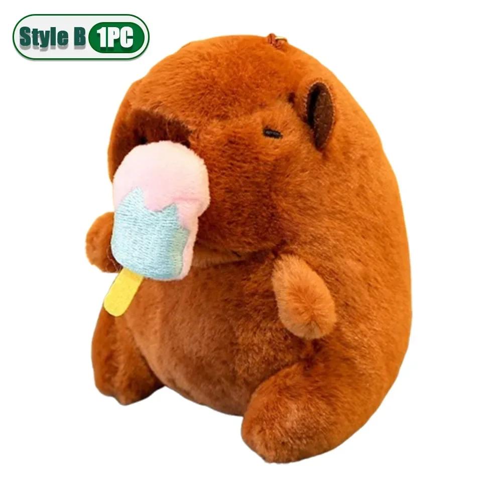 1-20PCS Cute Cartoon Capybara Pendant  Pull-out Fruit Kapybara Plush Keychain Cute Plush Doll Bag Hanging Ornament  Gift Pendant