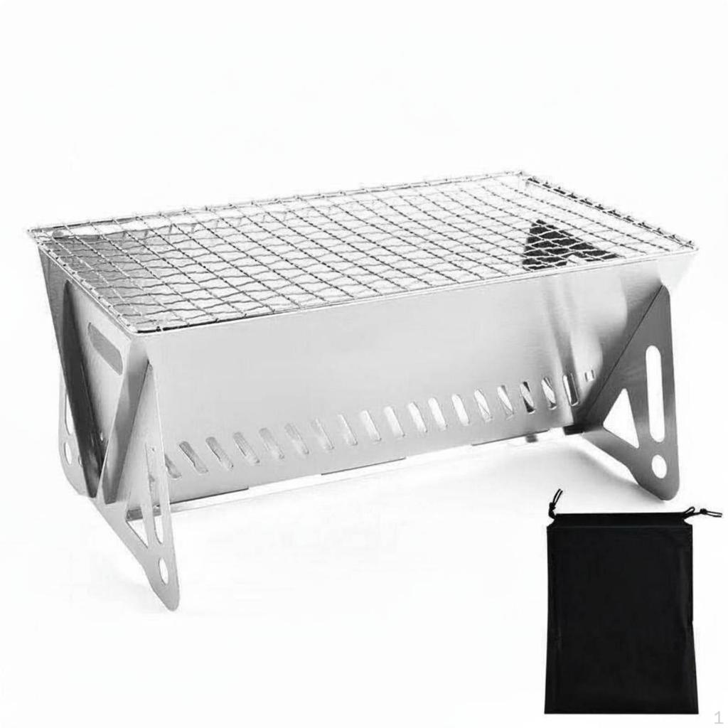 Portable Barbecue Grill Foldable Folding Briquettes Cooker HeatResistant Outdoor for