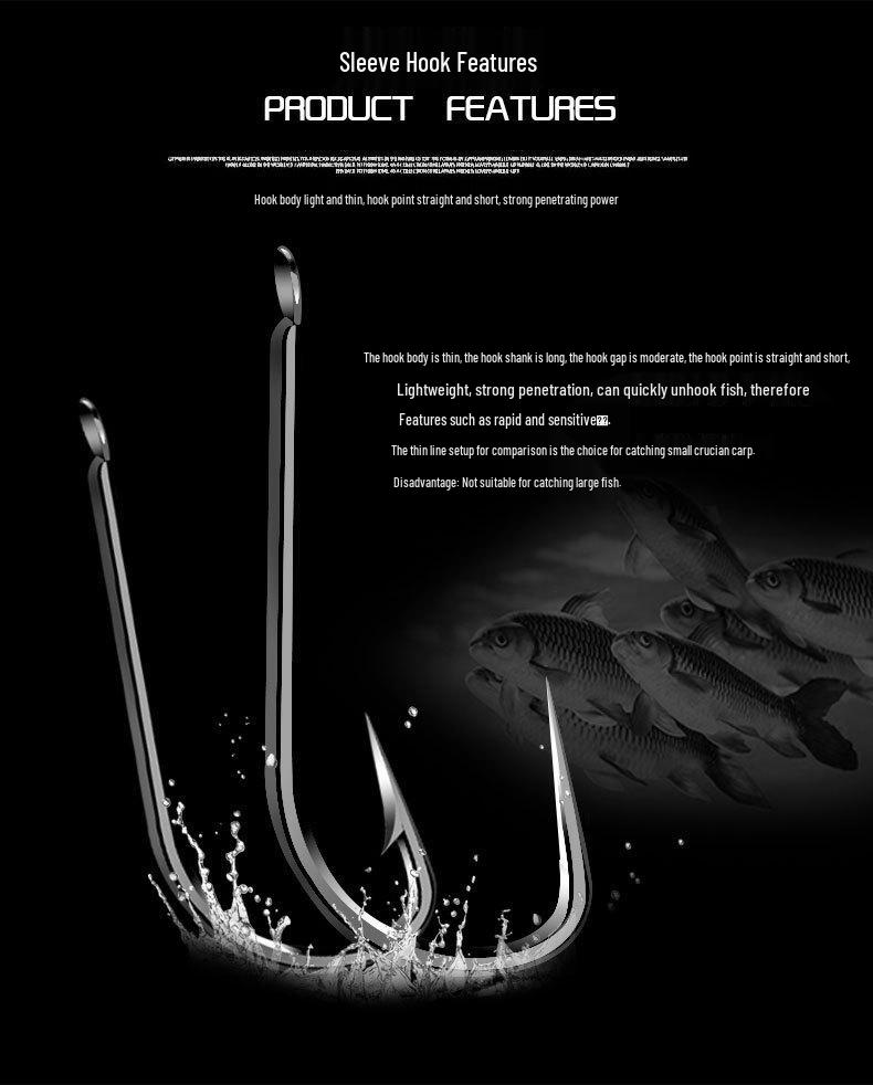 Tuna Mouth Hand-Tied Double Hook Leader for Carp and Small Fish with Black Sleeve