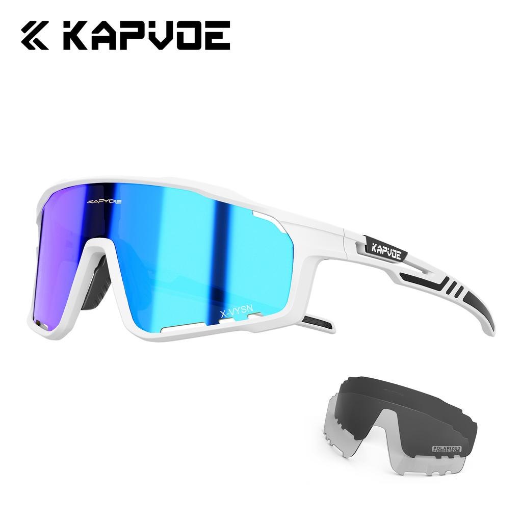 Kapvoe 3lens Cycling Glasses for Men MTB Sunglasses Mountain Bike Bicycle Eyewear Women Sports Goggles Road Speed Skating