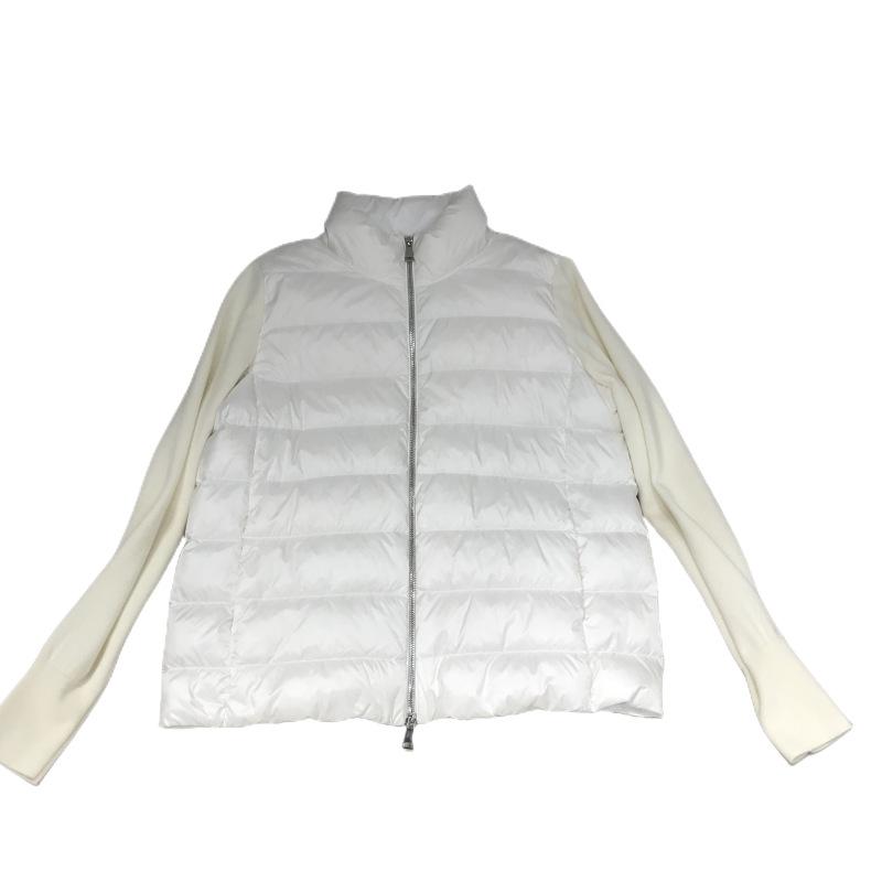 Autumn and winter new stand-up collar wool knitted splicing light down jacket women's short jacket winter clothing