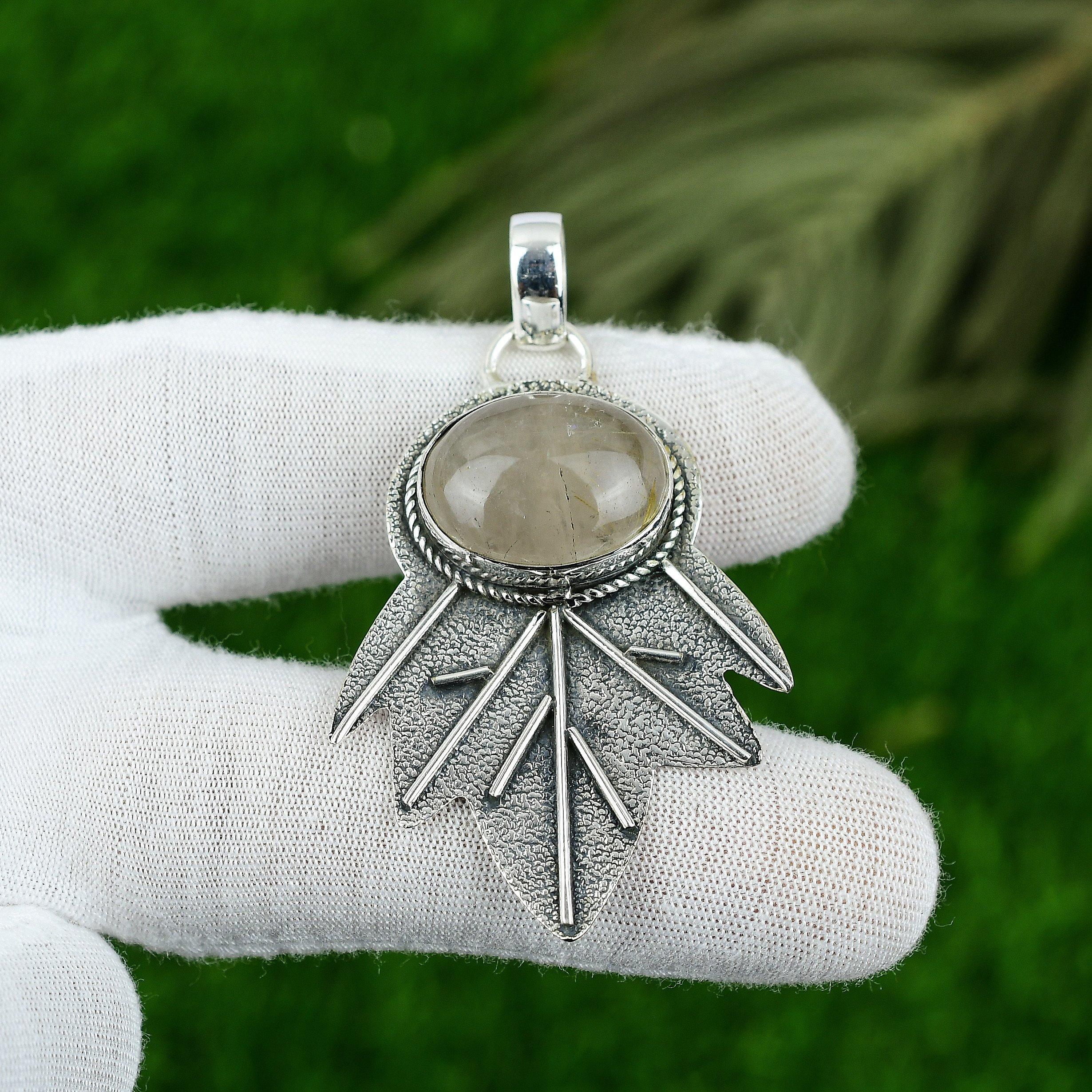 Подарок для женщин Подвеска Серебро 925 пробы Натуральный Золотистый Рутил Драгоценный камень