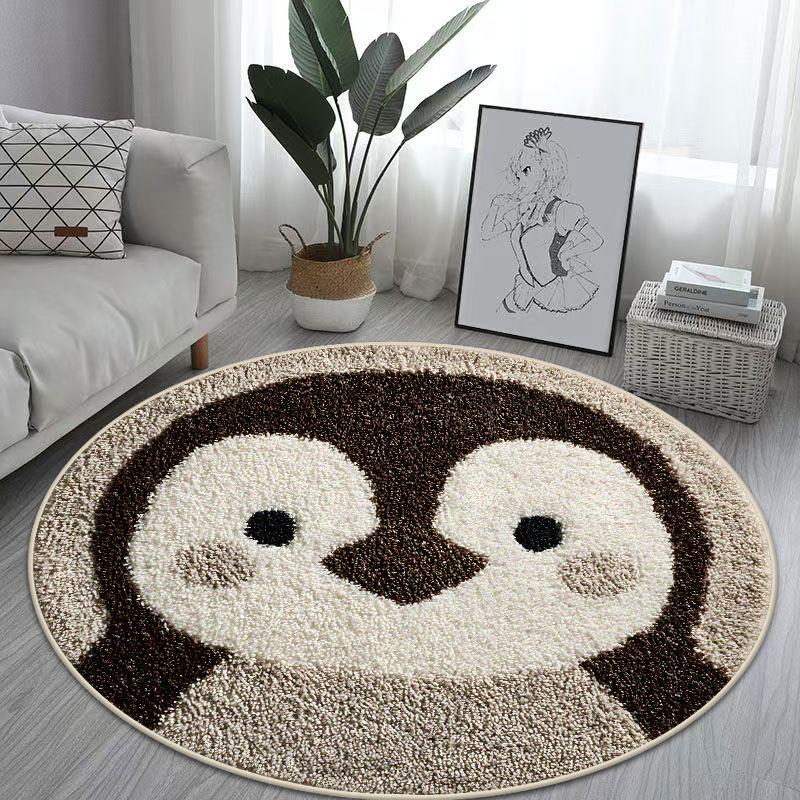 Cute Animal Pattern Rotundity Carpet Living Room Tea Table Foldable Rug Bed End Anti-slip Large Area Easy Cleaning Mat Office