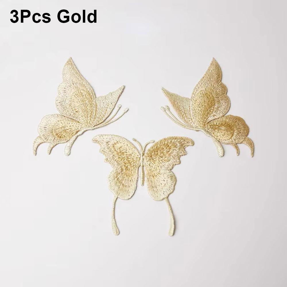 3Pcs/Set Mesh Embroidered Butterfly Patches DIY Clothes Patches  Hats Skirt Legging Hair Clips Decor